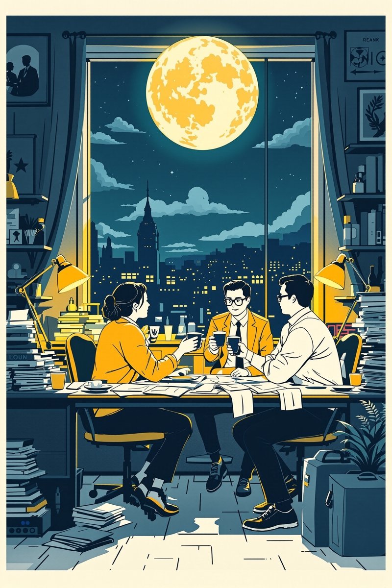 深夜编辑部海报,轻喜剧电影